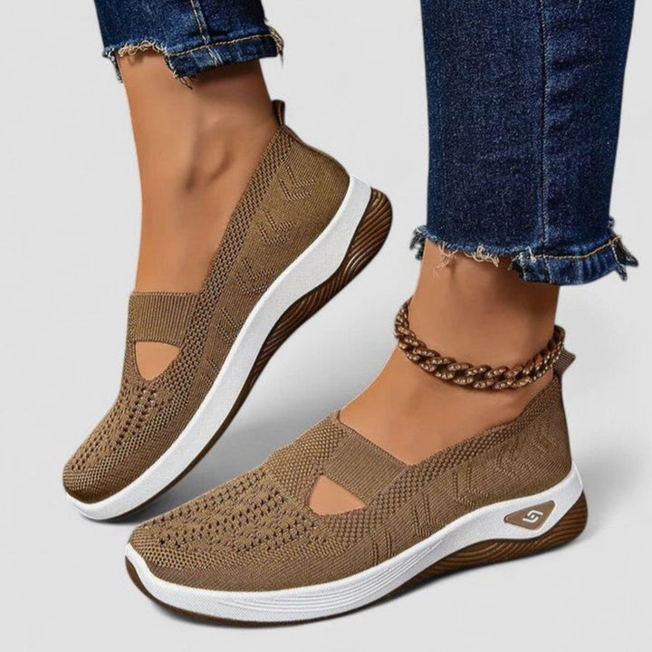 Damen Atmungsaktive Mesh-Walking-Sneaker Slip-On Leichte Laufschuhe