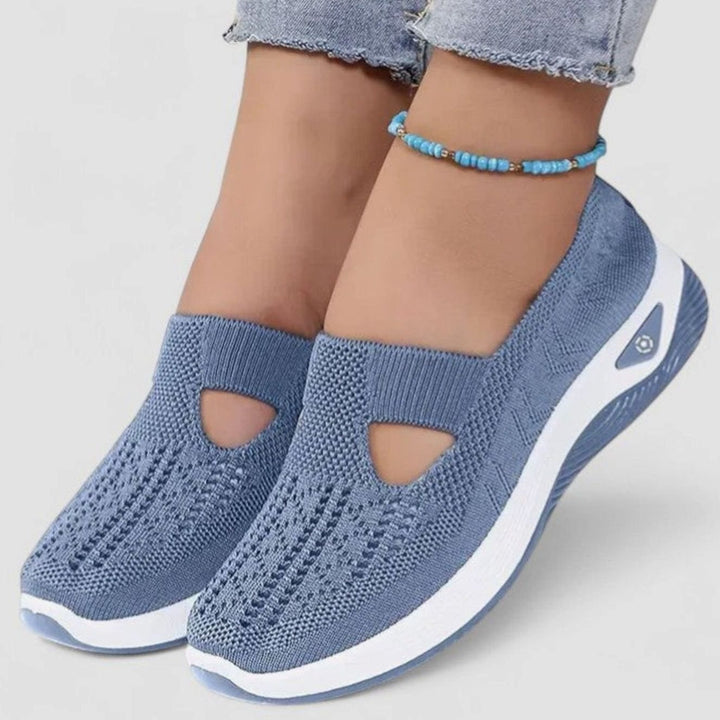 Damen Atmungsaktive Mesh-Walking-Sneaker Slip-On Leichte Laufschuhe - Blau