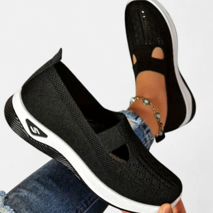 Damen Atmungsaktive Mesh-Walking-Sneaker Slip-On Leichte Laufschuhe