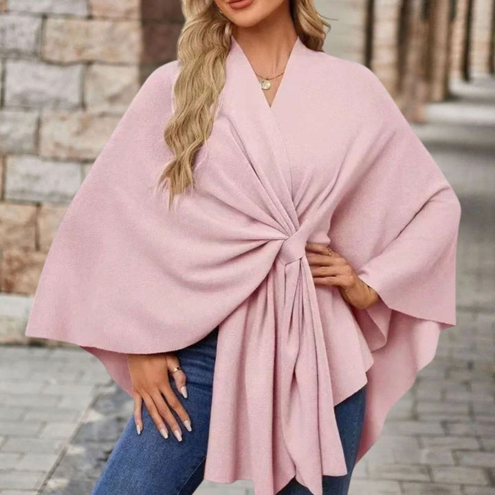 Damen Cape-Oberteil mit Frontknoten fließender Silhouette - Rosa
