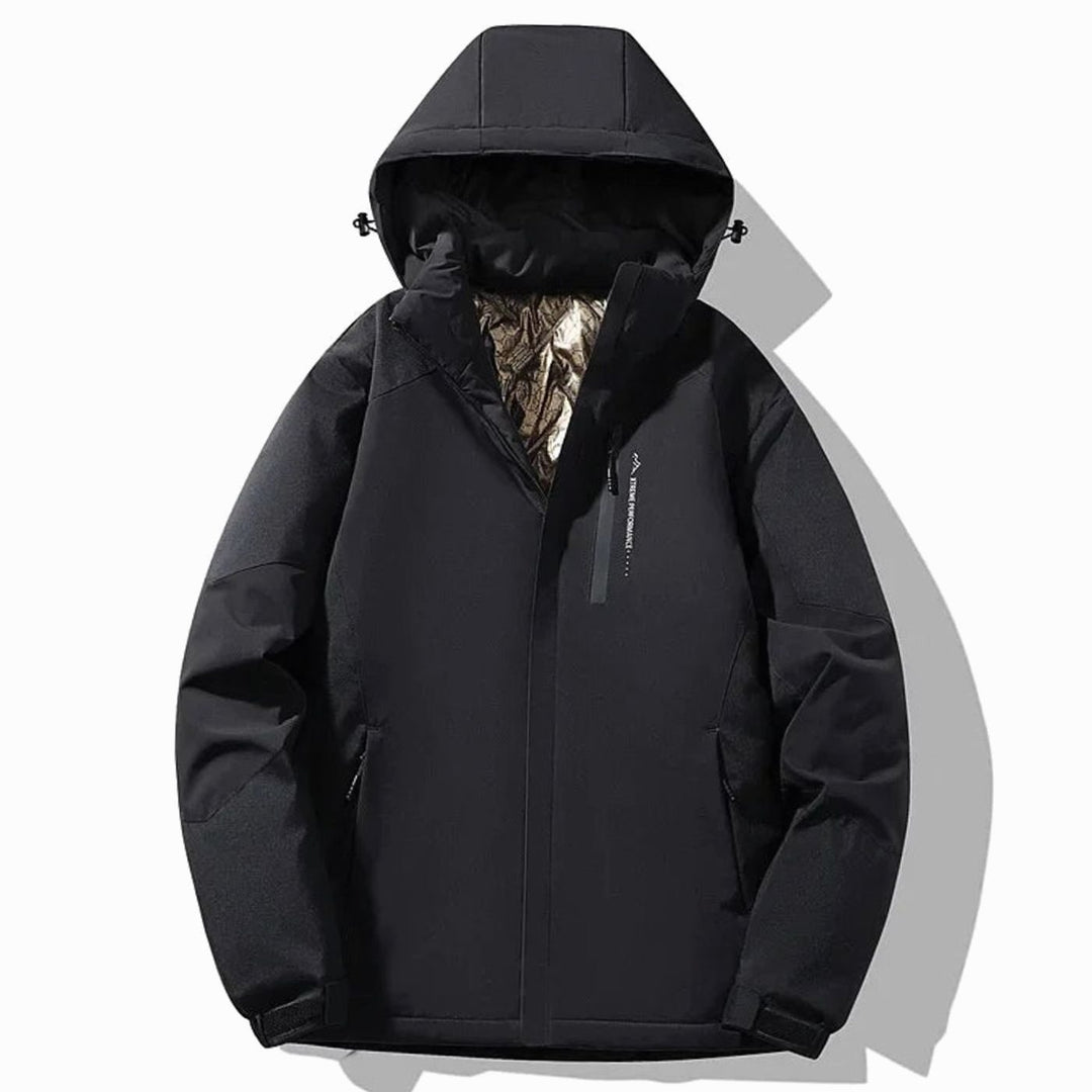Damen Colorblock Skijacke gefütterte Kapuzenjacke Langarm Wintersport - Schwarz