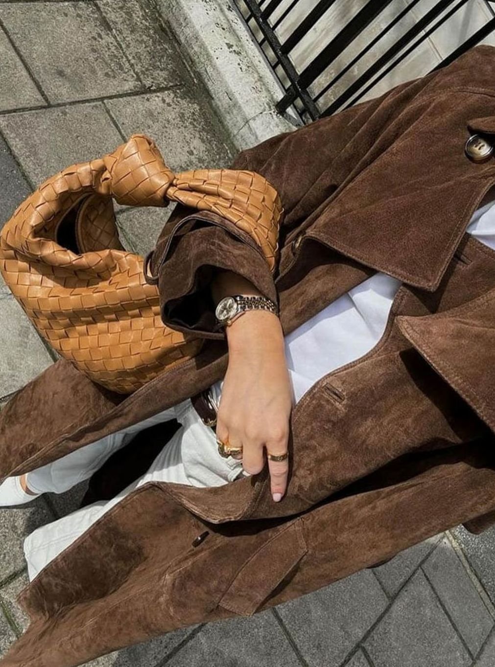 Damen Doppelknopf Mantel Wildleder Bindegürtel Trenchcoat