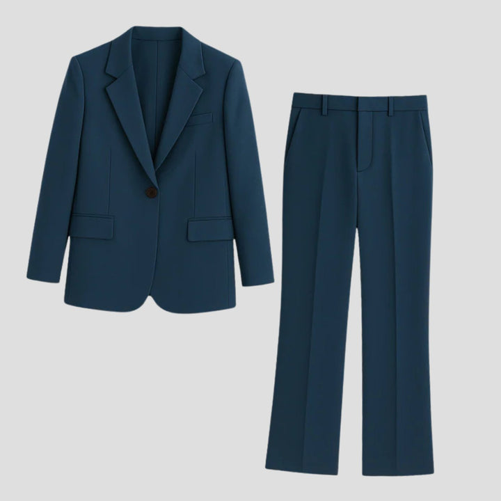 Damen Eleganter Langer Blazer und Hose Tailliertes Anzug-Set