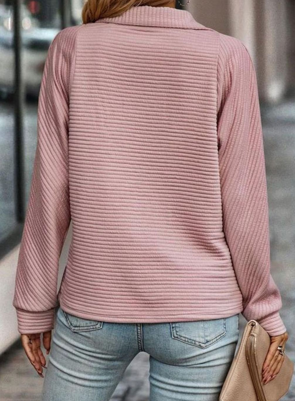 Damen Gerippter Half-Zip Pullover für den Frühling