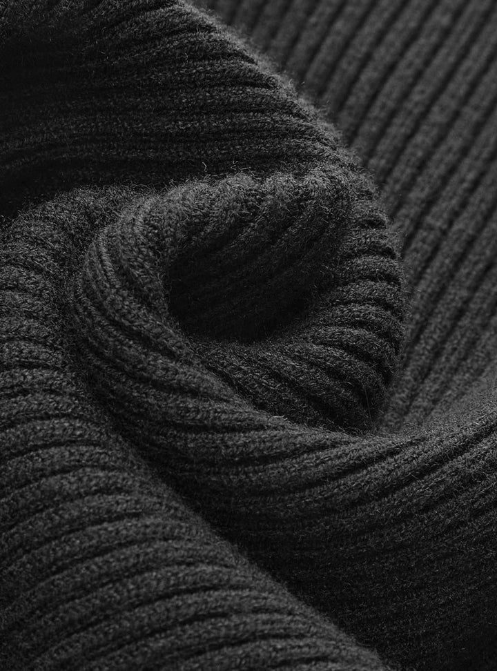 Damen Gerippter Rollkragenpullover Enganliegend Langarm