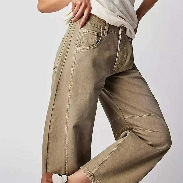 Damen High-Waist-Jeans lockerer Passform weiter Schnitt Knöchellang
