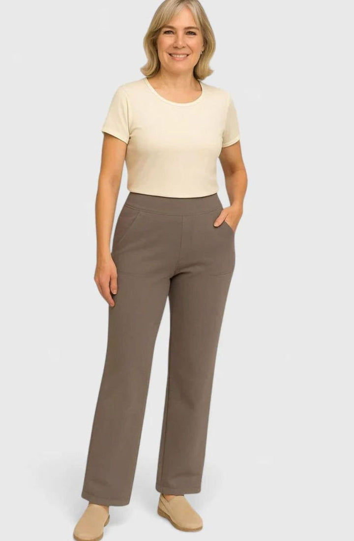Damen Hochbund Weites Bein Lounge-Hose mit Stretchbund