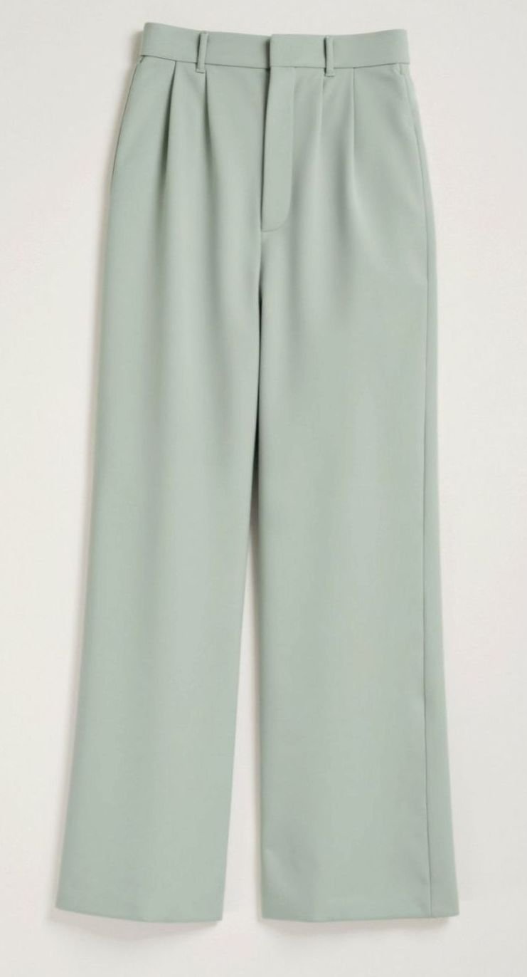 Damen Hochtaillierte Plissierte Weite Hose mit Eleganter Beinform - Hellblau