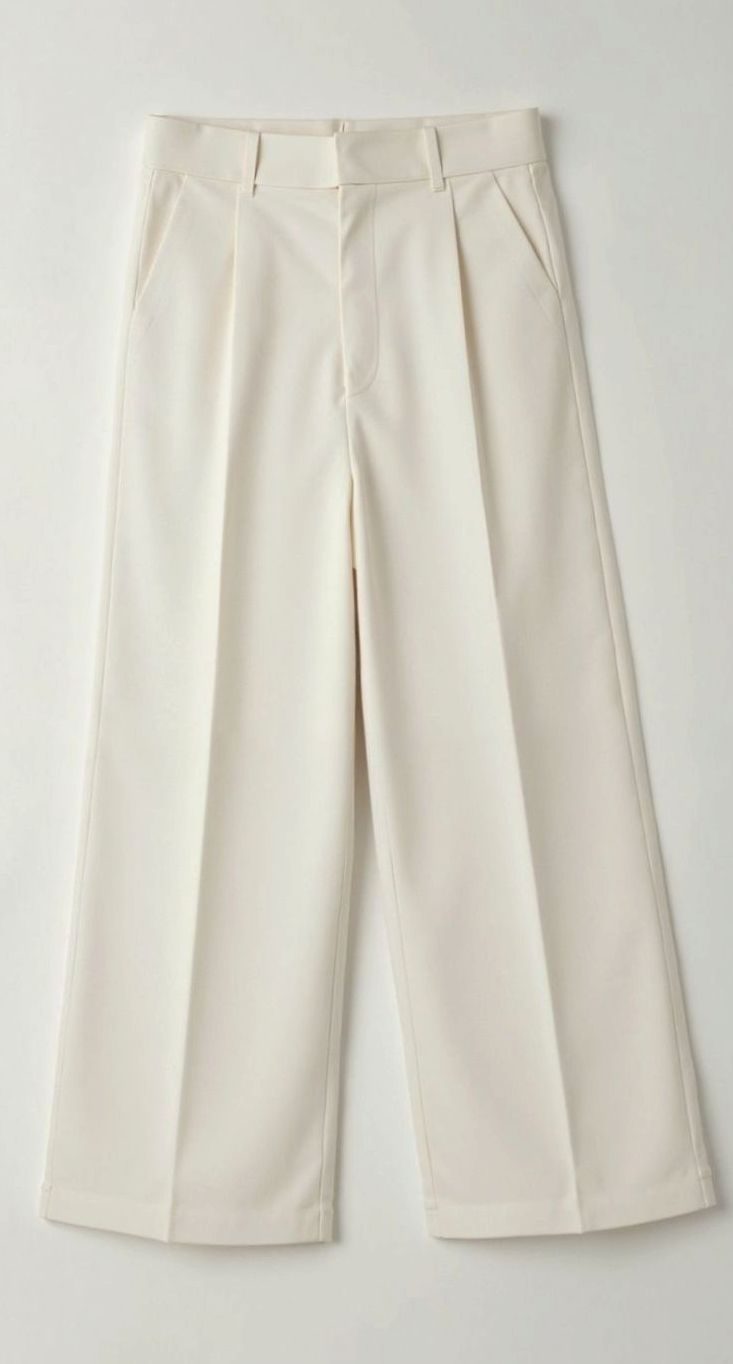 Damen Hochtaillierte Plissierte Weite Hose mit Eleganter Beinform - Weiß