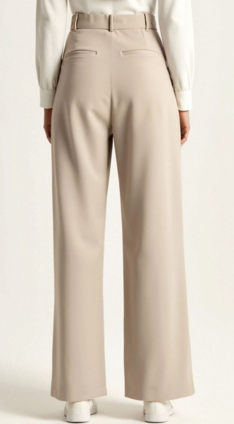 Damen Hochtaillierte Plissierte Weite Hose mit Eleganter Beinform