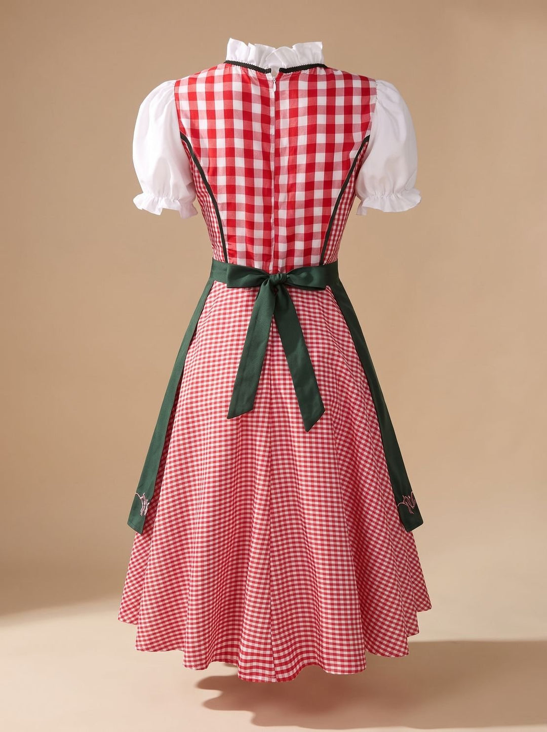 Damen Kariertes Oktoberfest Trachtenkleid mit Schürze und Bluse