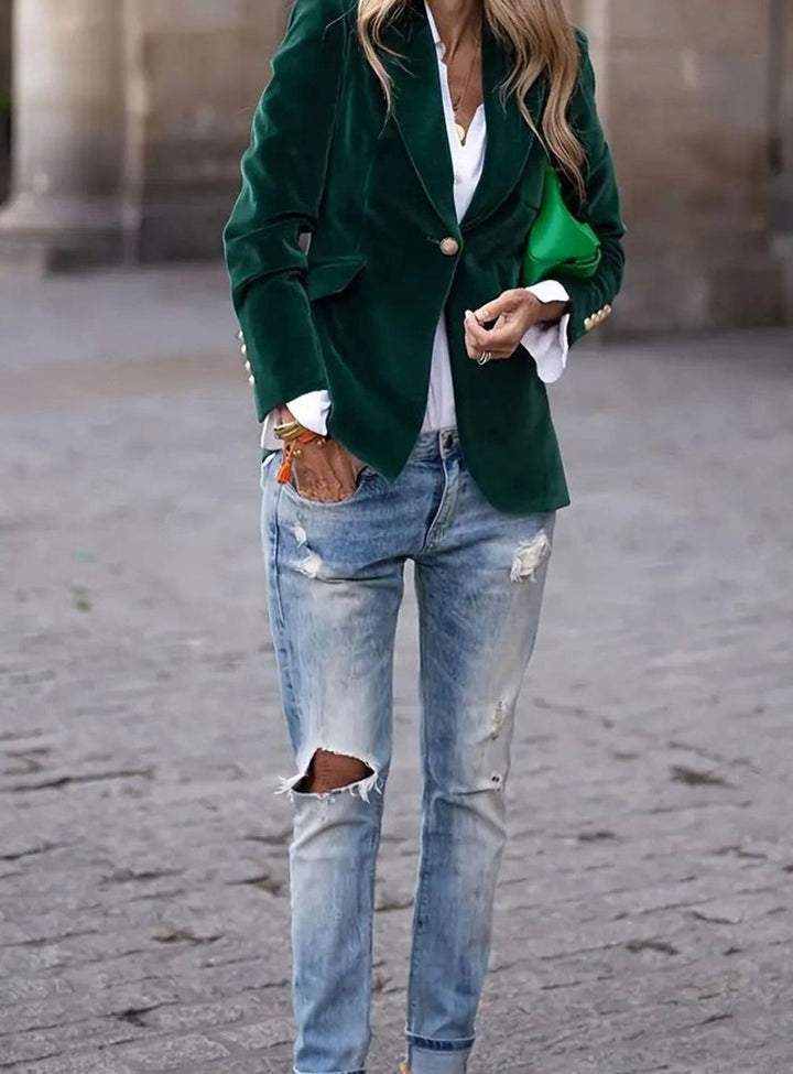 Damen Klassischer Blazer mit Ein-Knopf-Verschluss Tailliert