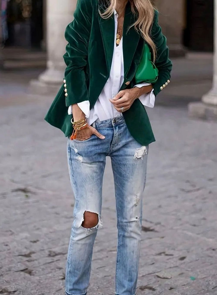 Damen Klassischer Blazer mit Ein-Knopf-Verschluss Tailliert
