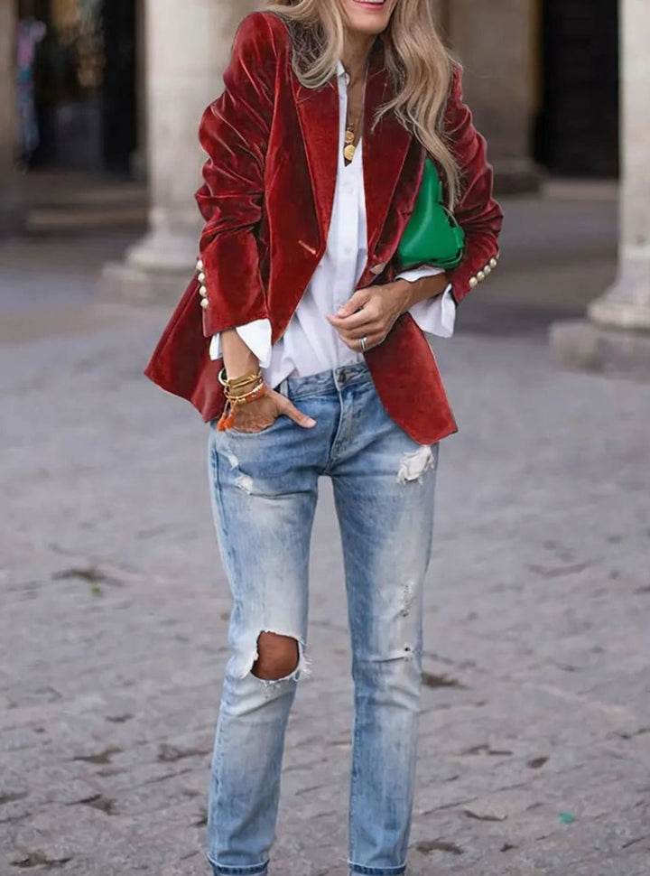 Damen Klassischer Blazer mit Ein-Knopf-Verschluss Tailliert