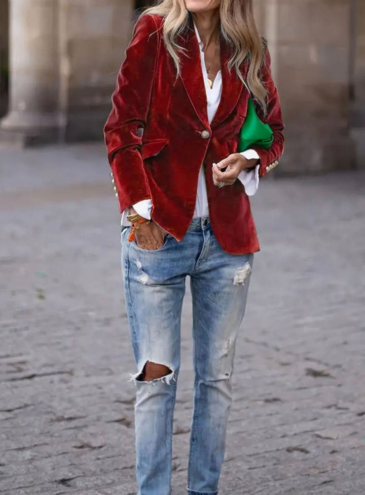 Damen Klassischer Blazer mit Ein-Knopf-Verschluss Tailliert