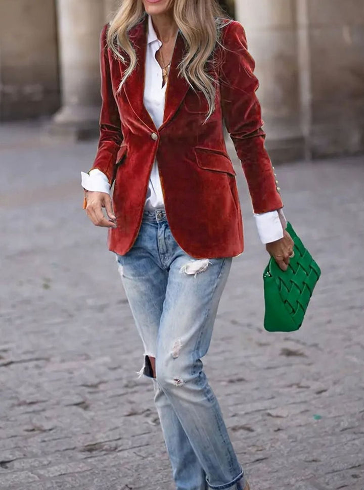 Damen Klassischer Blazer mit Ein-Knopf-Verschluss Tailliert