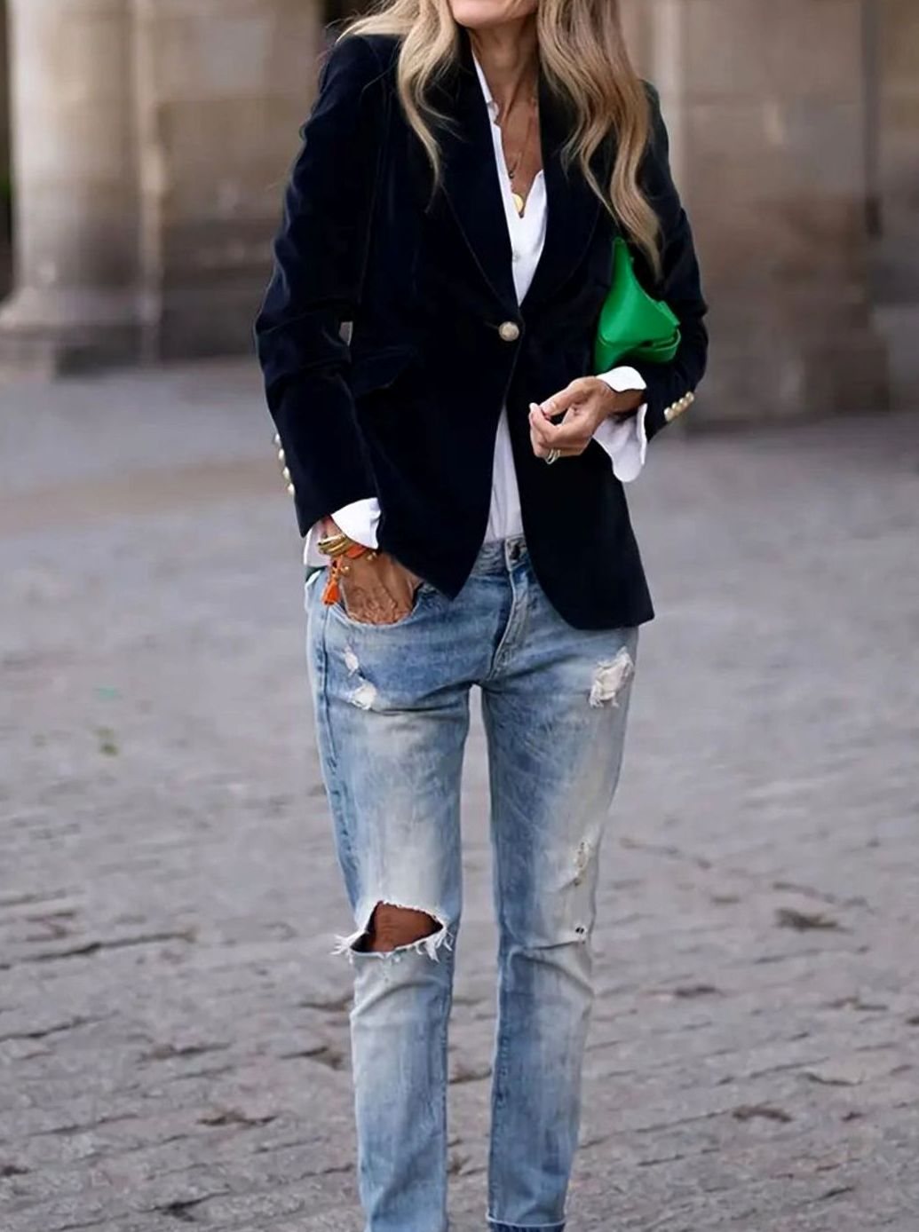 Damen Klassischer Blazer mit Ein-Knopf-Verschluss Tailliert