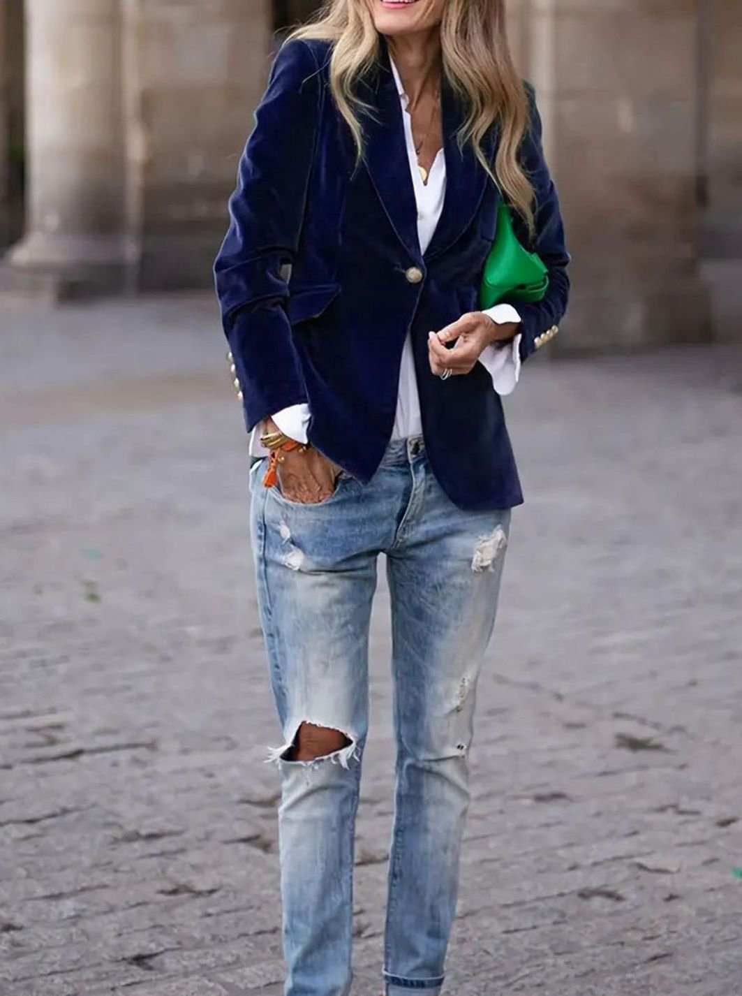 Damen Klassischer Blazer mit Ein-Knopf-Verschluss Tailliert