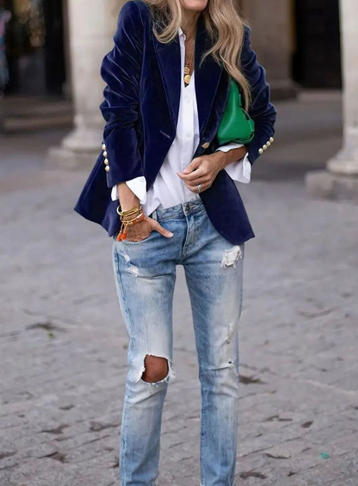 Damen Klassischer Blazer mit Ein-Knopf-Verschluss Tailliert