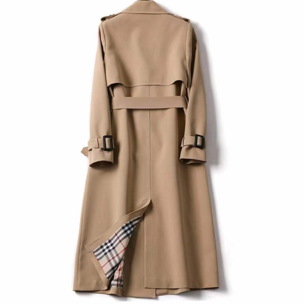 Damen Klassischer Doppelreihiger Trenchcoat mit Gürtel für den Winter