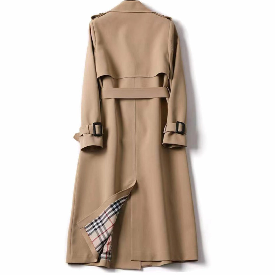 Damen Klassischer Doppelreihiger Trenchcoat mit Gürtel für den Winter