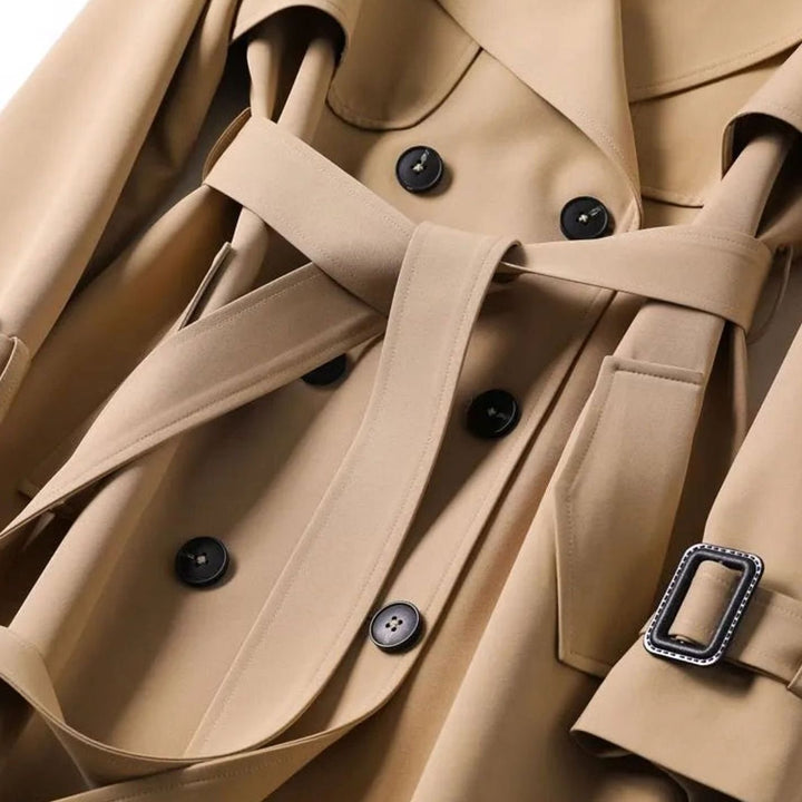 Damen Klassischer Doppelreihiger Trenchcoat mit Gürtel für den Winter