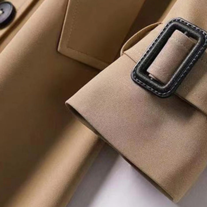 Damen Klassischer Doppelreihiger Trenchcoat mit Gürtel für den Winter
