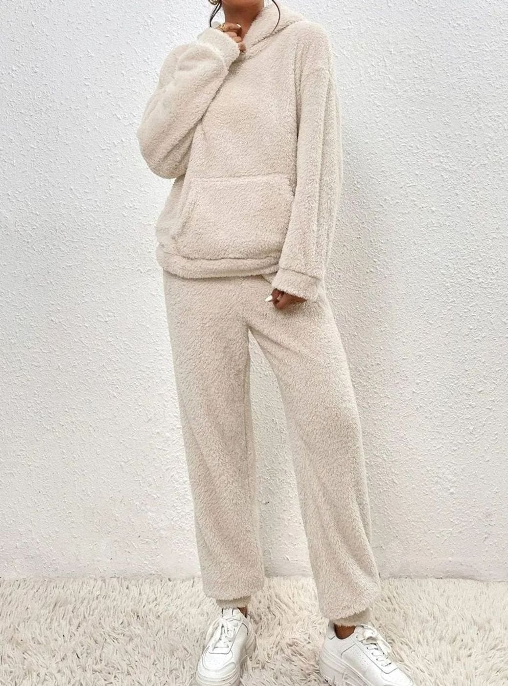 Damen Kuscheliges Zweiteiliges Pullover-Set Fleece Hoodie Jogginghose