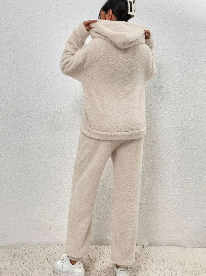 Damen Kuscheliges Zweiteiliges Pullover-Set Fleece Hoodie Jogginghose