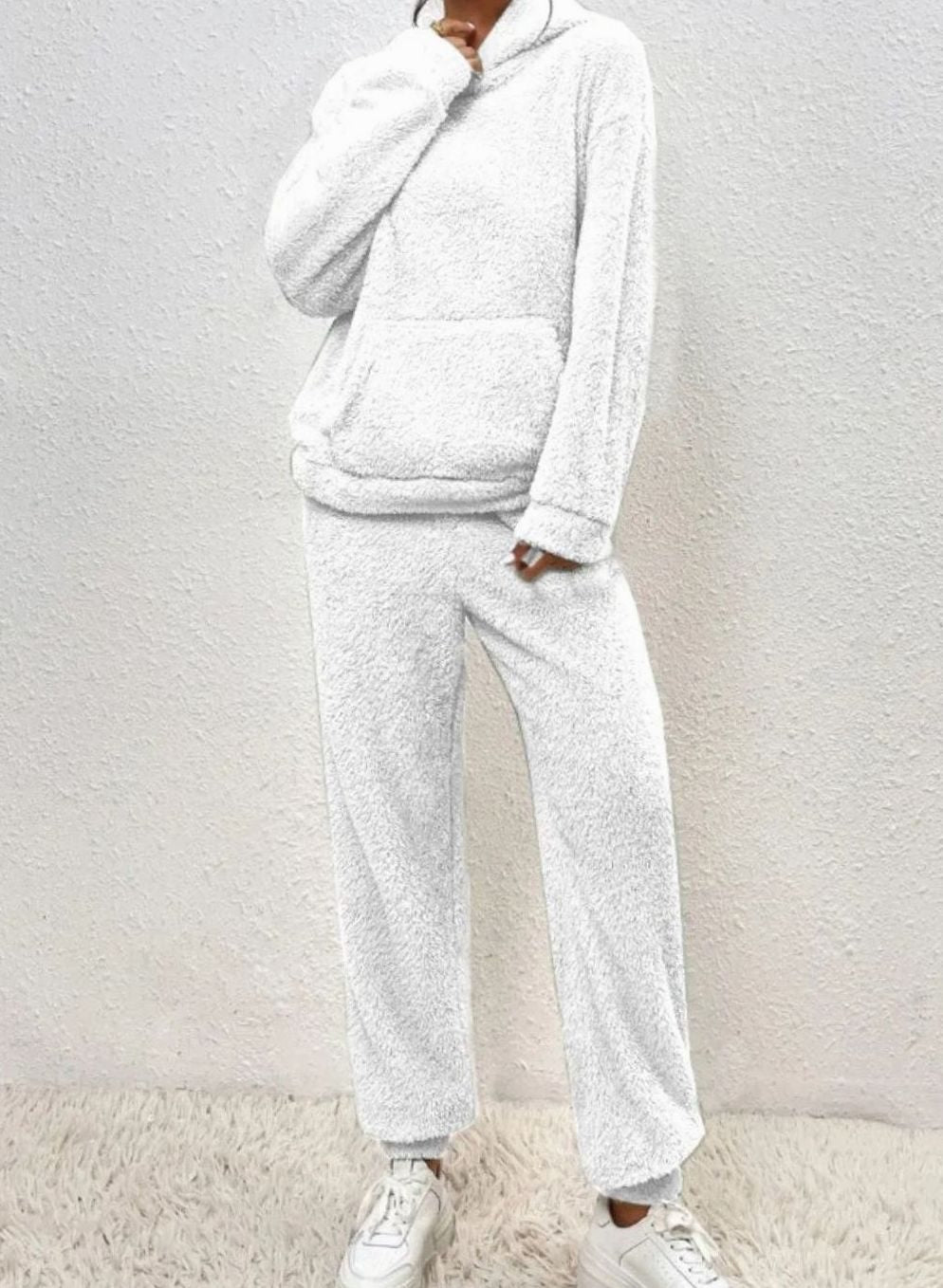 Damen Kuscheliges Zweiteiliges Pullover-Set Fleece Hoodie Jogginghose