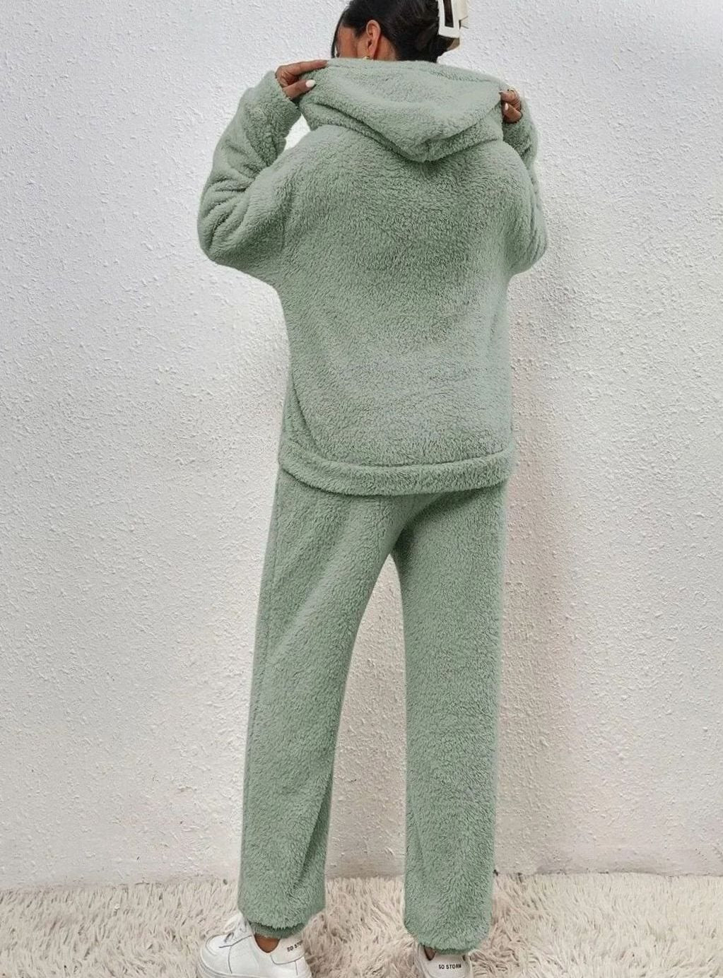 Damen Kuscheliges Zweiteiliges Pullover-Set Fleece Hoodie Jogginghose