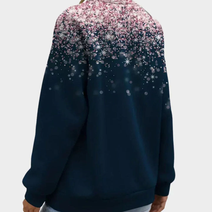 Damen Langarm-Sweatshirt funkelndem Sternenmuster Rundhals