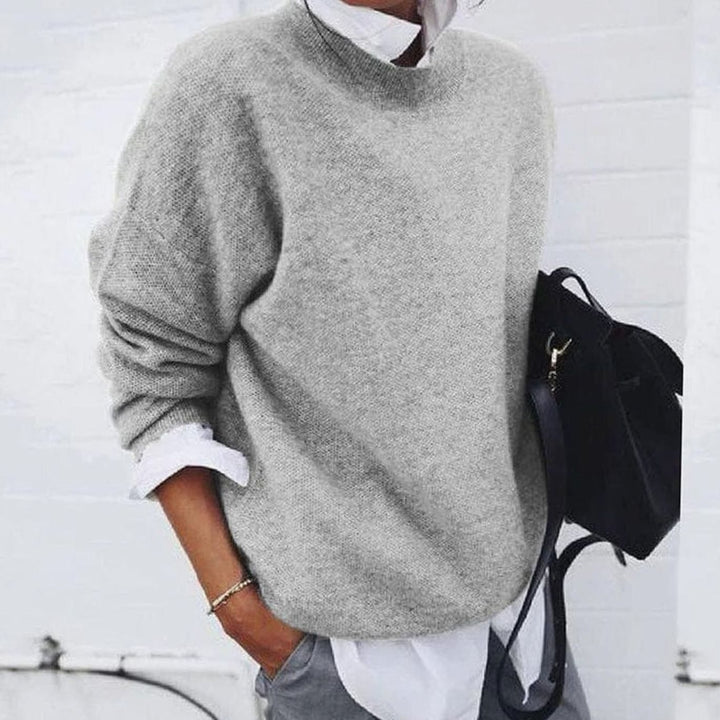 Damen Locker geschnittener Rundhals-Strickpullover - Grau