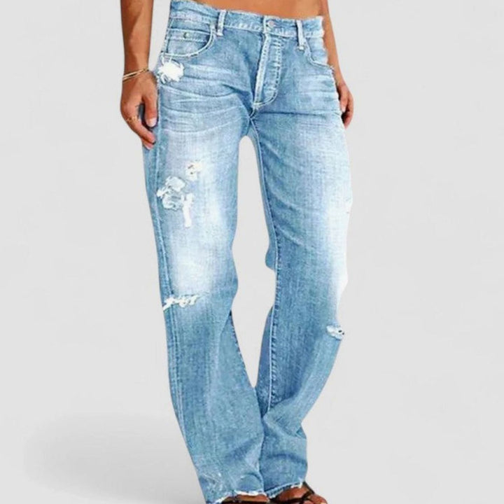 Damen Loose-Fit Vintage-Jeans mit Destroyed-Optik und Waschung - Hellblau