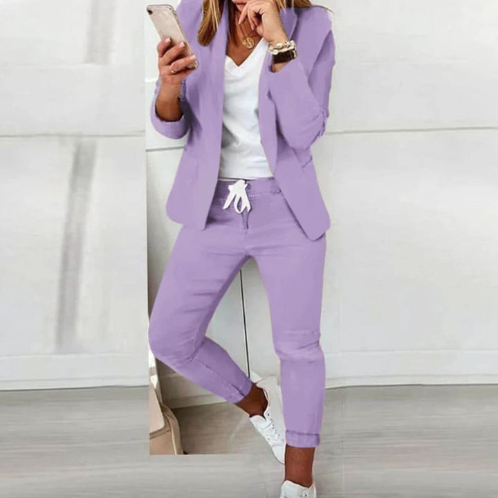 Damen Lässiges Blazer Jogger Set Eleganter Zweiteiler - Lavendel