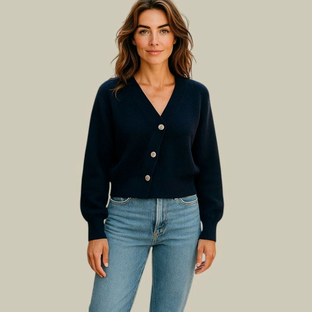 Damen Merino V-Ausschnitt Strickjacke mit Knöpfen