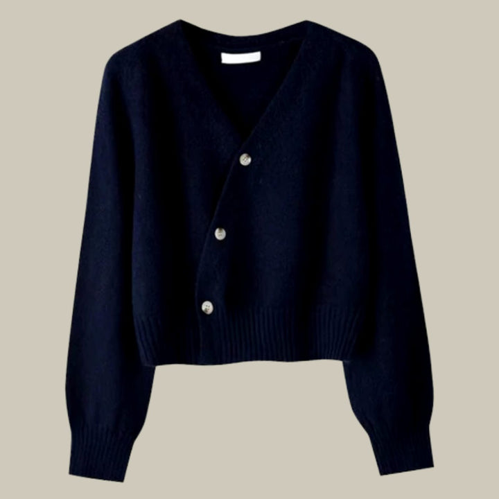 Damen Merino V-Ausschnitt Strickjacke mit Knöpfen - Marine