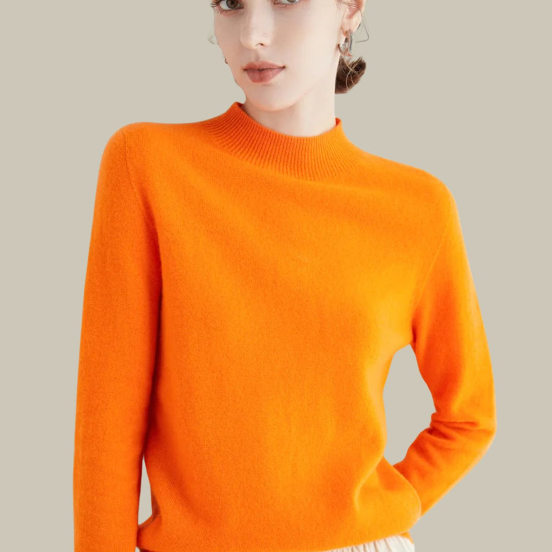 Damen Merinowolle Halbrollkragen Pullover für den Winter - Orange