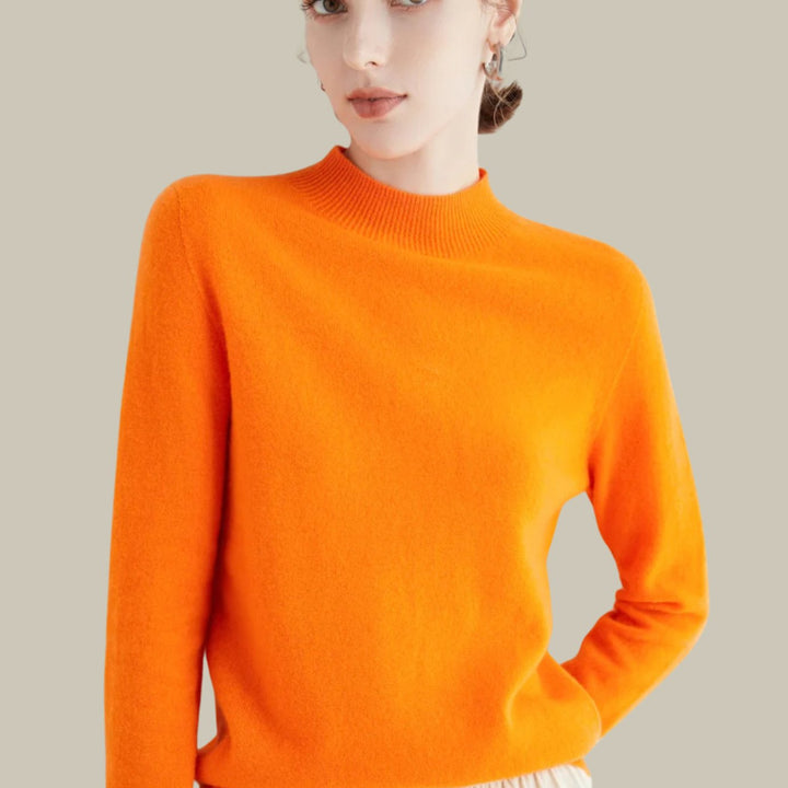 Damen Merinowolle Halbrollkragen Pullover für den Winter - Orange