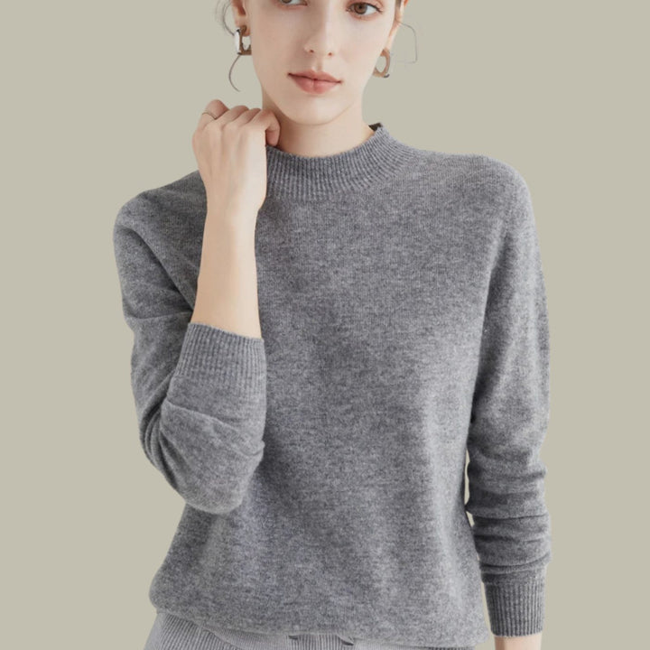 Damen Merinowolle Halbrollkragen Pullover für den Winter - Grau