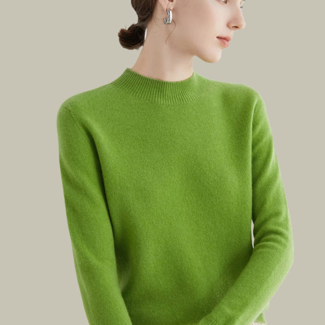 Damen Merinowolle Halbrollkragen Pullover für den Winter - Fruchtgrün