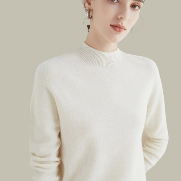 Damen Merinowolle Halbrollkragen Pullover für den Winter - Weiß