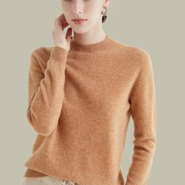 Damen Merinowolle Halbrollkragen Pullover für den Winter - Goldenes Kamel
