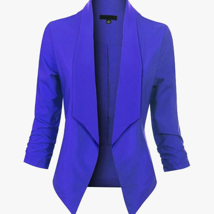 Damen Offener Blazer für Büro und Freizeit mit Raffärmel - Blau