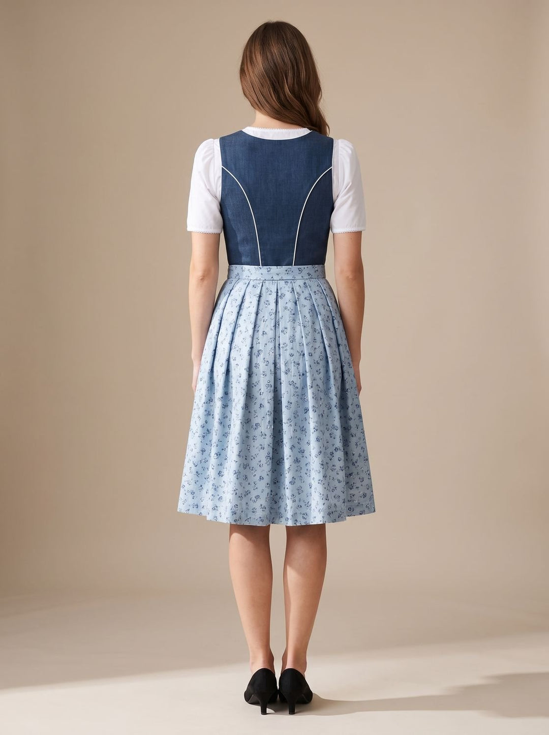 Damen Oktoberfest Dirndl Kleid mit Schürze Taillierter Schnitt