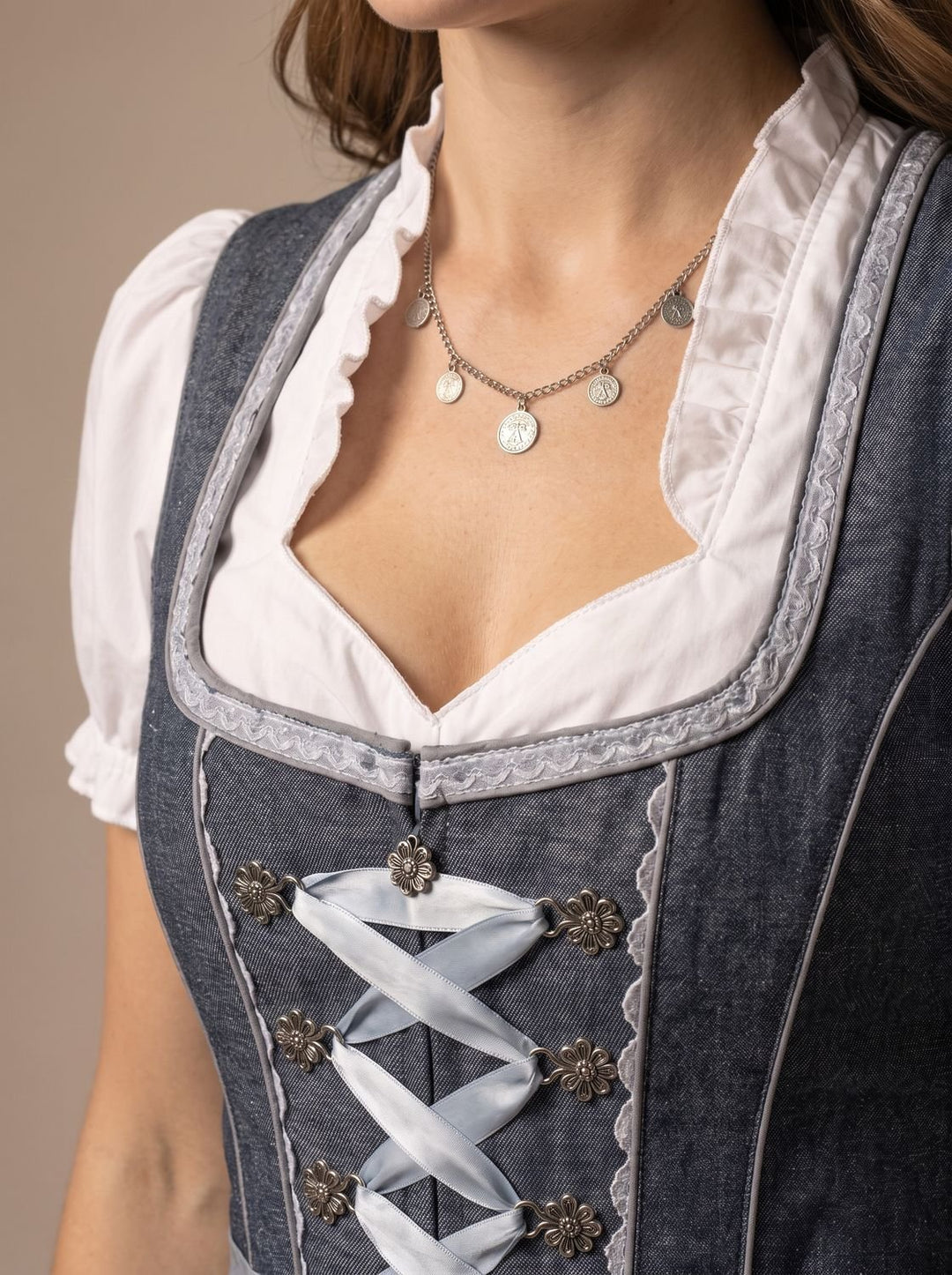Damen Oktoberfest Dirndl Kleid mit Schürze Taillierter Schnitt