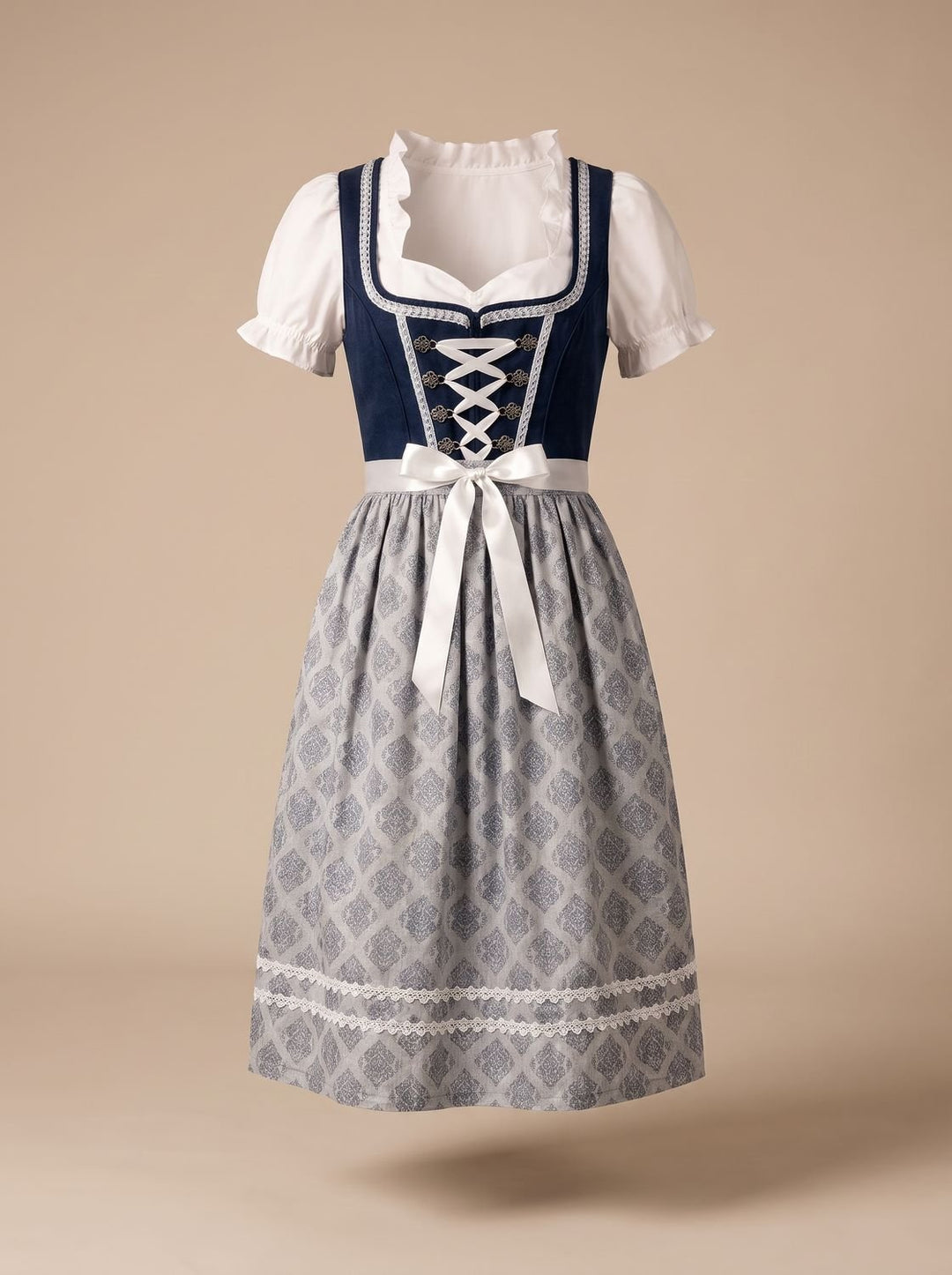 Damen Oktoberfest Dirndl Kleid mit Schürze und Rüschenbluse