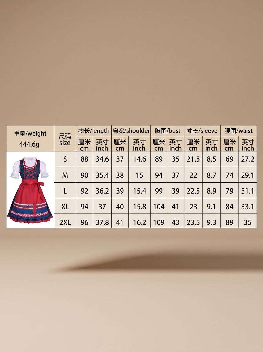 Damen Oktoberfest Dirndl Set mit Spitzenbluse Schürze und Kreuzschnürung