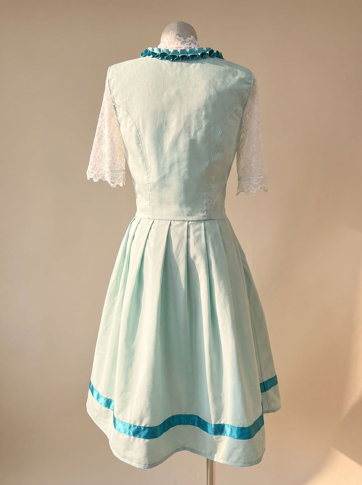 Damen Oktoberfest Dirndl Spitzenbluse Schnürung Midi
