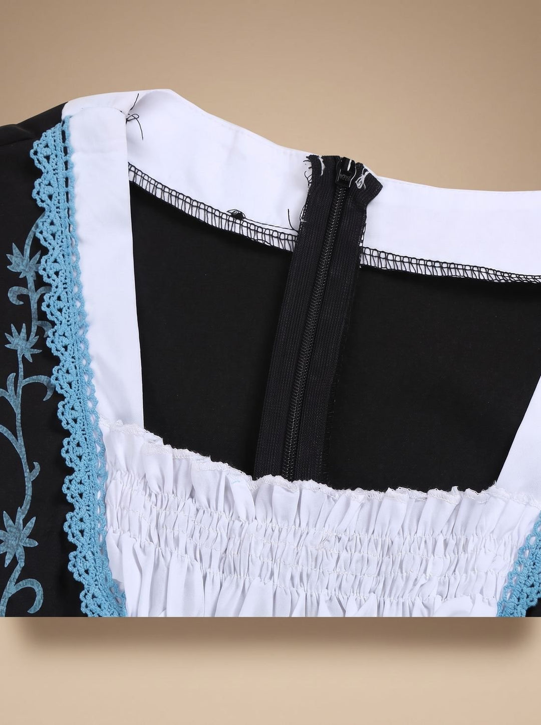 Damen Oktoberfest Kleid Dirndl mit Schnürung Stickerei Schürze